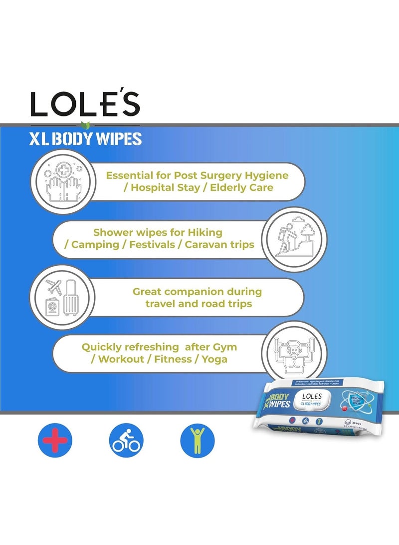Lole's XL Body Cleaning Wet Wipes, Pack of 1 x 48 Wipes - Image 2